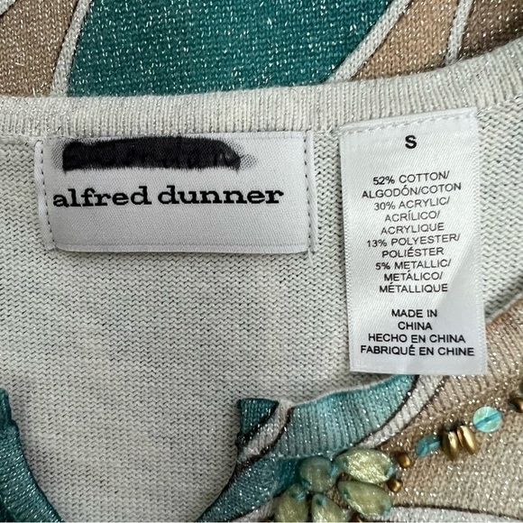 ALFRED DUNNER Women’s Pullover Sweater Top Sz Small Multi Color Beads/Embellish - Picture 7 of 9
